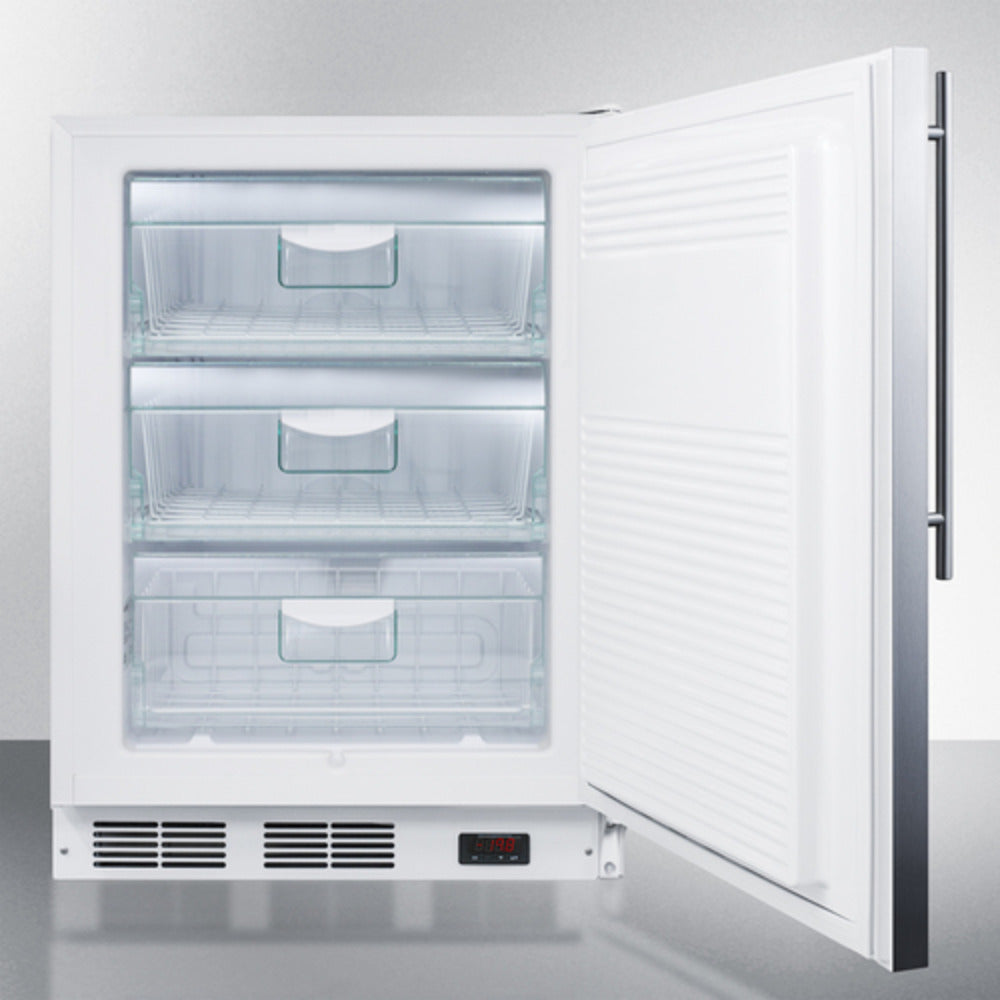 Summit Appliance 24" 3 cu.ft. Stainless Steel/White Finish All-Freezer with Professional Handle - ADA Compliant