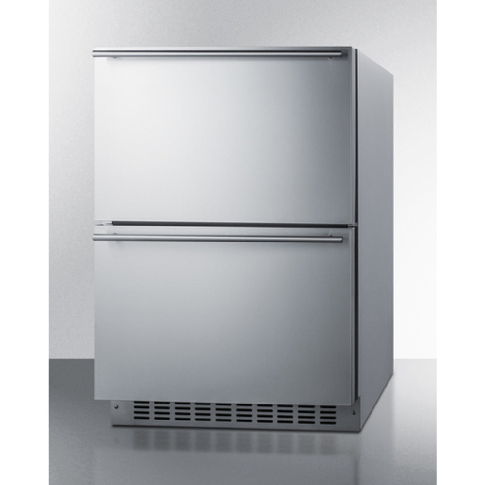 Summit Appliance 24" 4 cu.ft. Panel-Ready/Stainless Steel 2-Drawer Refrigerator-Freezer