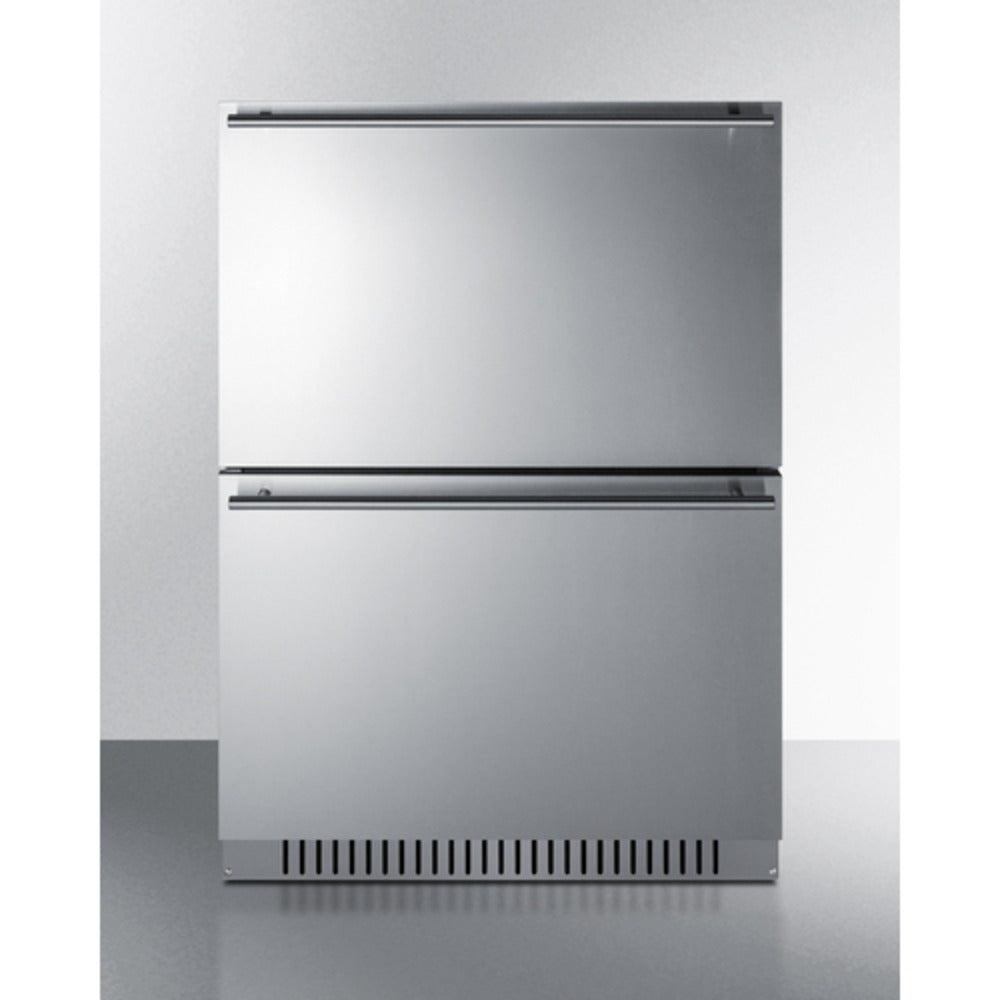 Summit Appliance 24" 4 cu.ft. Stainless Steel/Panel-Ready 2-Drawer All-Freezer