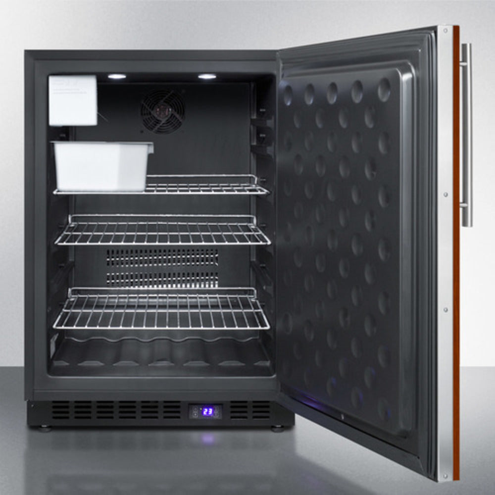 Summit Appliance 24" 5 cu.ft. Panel-Ready/Black Finish Outdoor All-Freezer with Icemaker