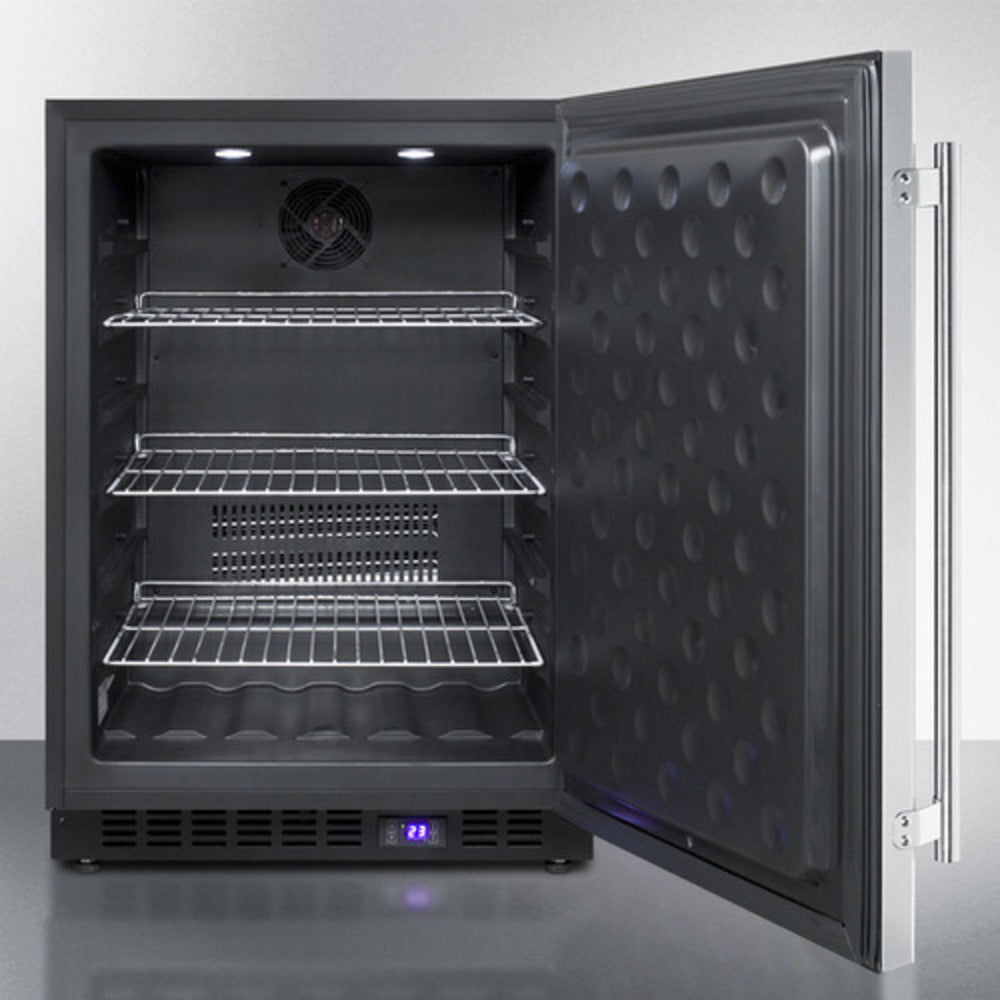 Summit Appliance 24" 5 cu.ft. Stainless Steel/Black Finish Outdoor All-Freezer