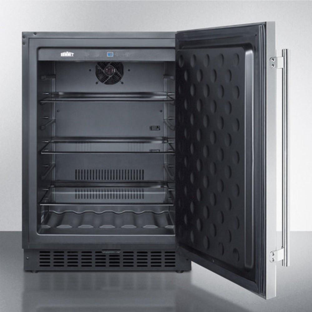Summit Appliance 24" 5 cu.ft. Stainless Steel/Black Finish Outdoor All-Refrigerator