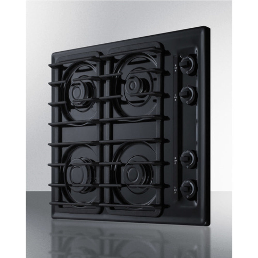 Summit Appliance 24" Black Finish 4-Sealed Burner Gas Cooktop