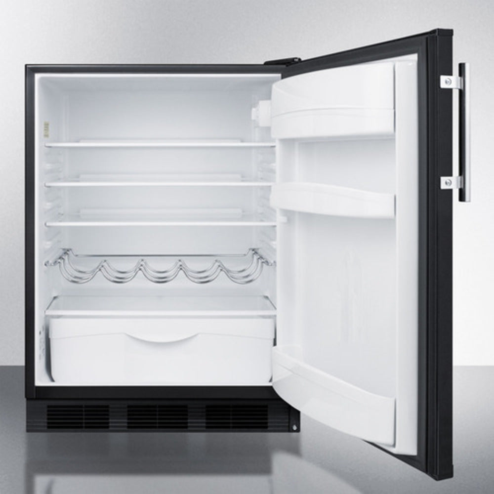 Summit Appliance 24" Black Finish Built-In All-Refrigerator - ADA Compliant