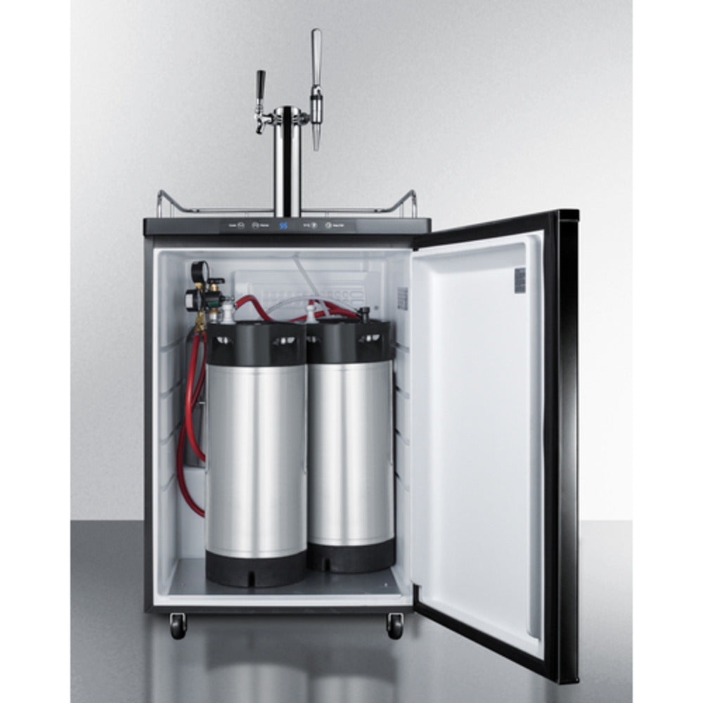 Summit Appliance 24" Black Finish Freestanding Coffee Dual Tap Kegerator - NSF-7 Standards