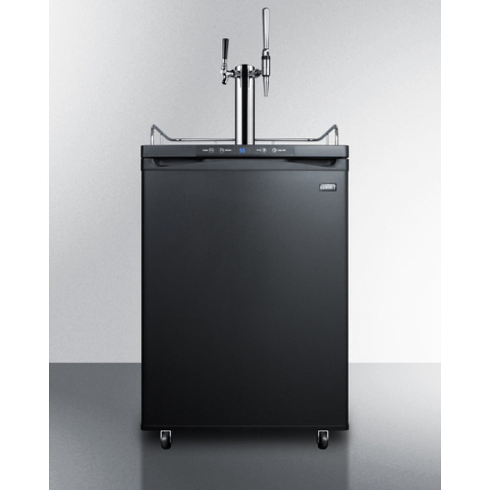 Summit Appliance 24" Black Finish Freestanding Coffee Dual Tap Kegerator - NSF-7 Standards