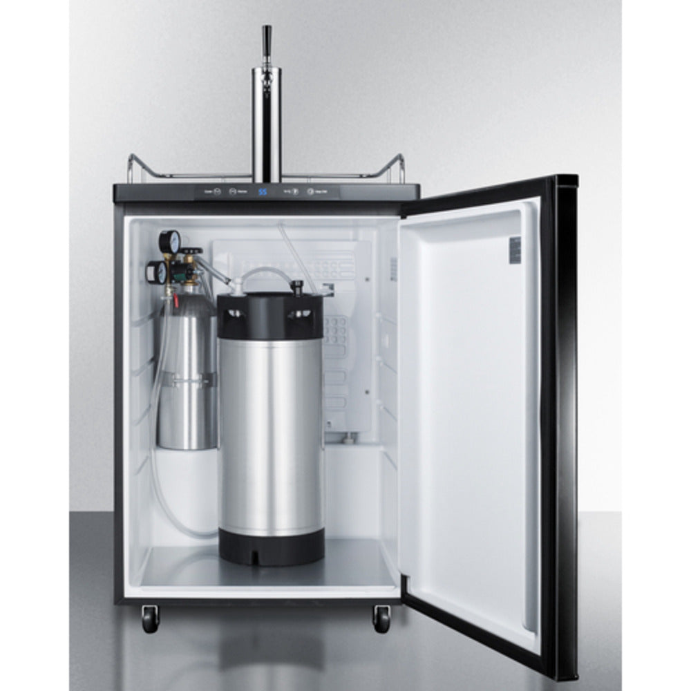 Summit Appliance 24" Black Finish Freestanding Cold Brew Coffee Single Tap Kegerator - NSF-7 Standards