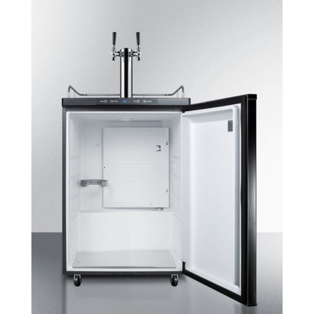 Summit Appliance 24" Black Finish Freestanding Dual Tap Kegerator - NSF-7 Standards