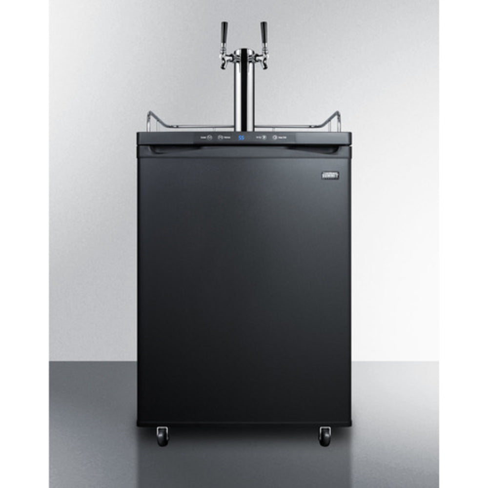 Summit Appliance 24" Black Finish Freestanding Dual Tap Kegerator - NSF-7 Standards