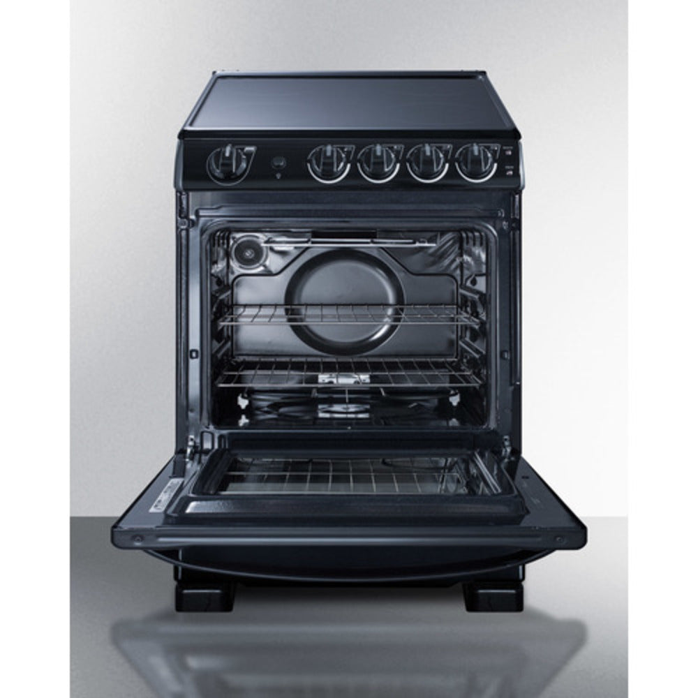 Summit Appliance 24" Black Finish Freestanding Electric Smooth-Top Range