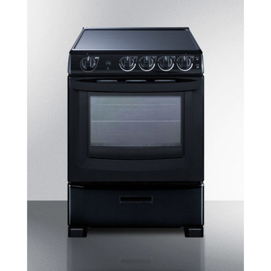 Summit Appliance 24" Black Finish Freestanding Electric Smooth-Top Range