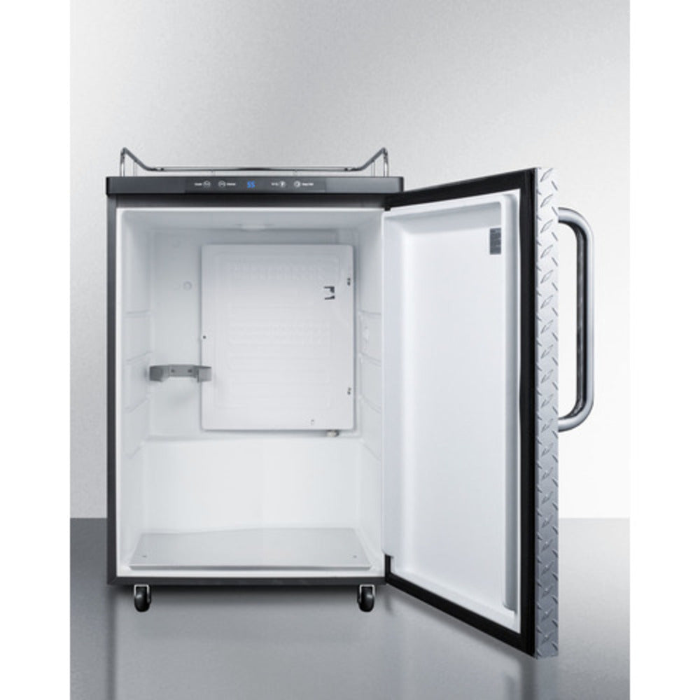 Summit Appliance 24" Black Finish Kegerator Only with Diamond Plate Door