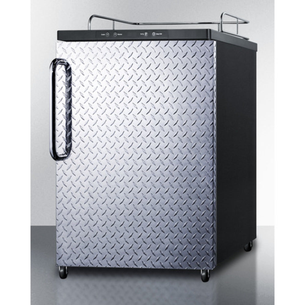 Summit Appliance 24" Black Finish Kegerator Only with Diamond Plate Door