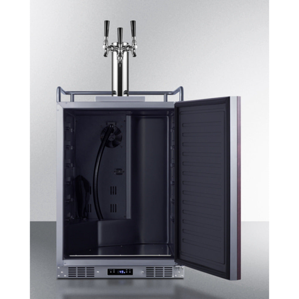 Summit Appliance 24" Panel-Ready/Stainless Steel Built-In Triple Tap Kegerator