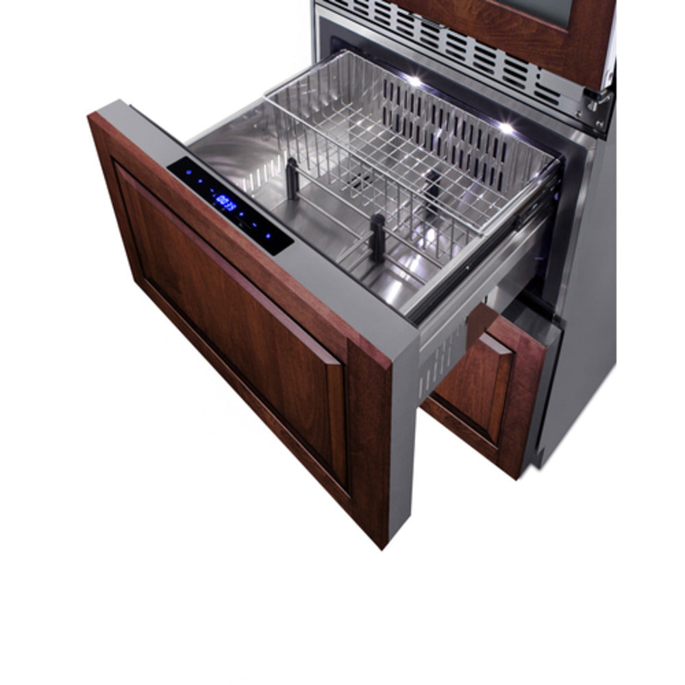 Summit Appliance 24" Panel-Ready/Stainless Steel Dual-Zone Wine Cellar and 2-Drawer Refrigerator-Freezer Combo
