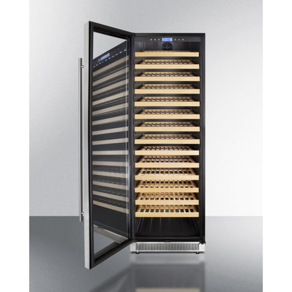 Summit Appliance 24" Stainless Steel Built-In 165 Bottles Single Zone Wine Cellar with Left Door Handle
