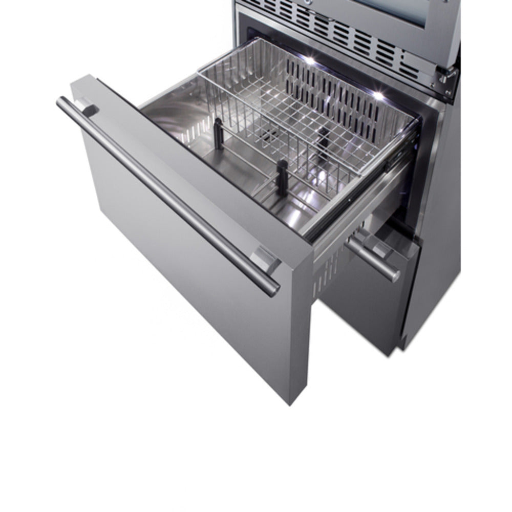 Summit Appliance 24" Stainless Steel Dual-Zone Wine Cellar and 2-Drawer All-Refrigerator Combo