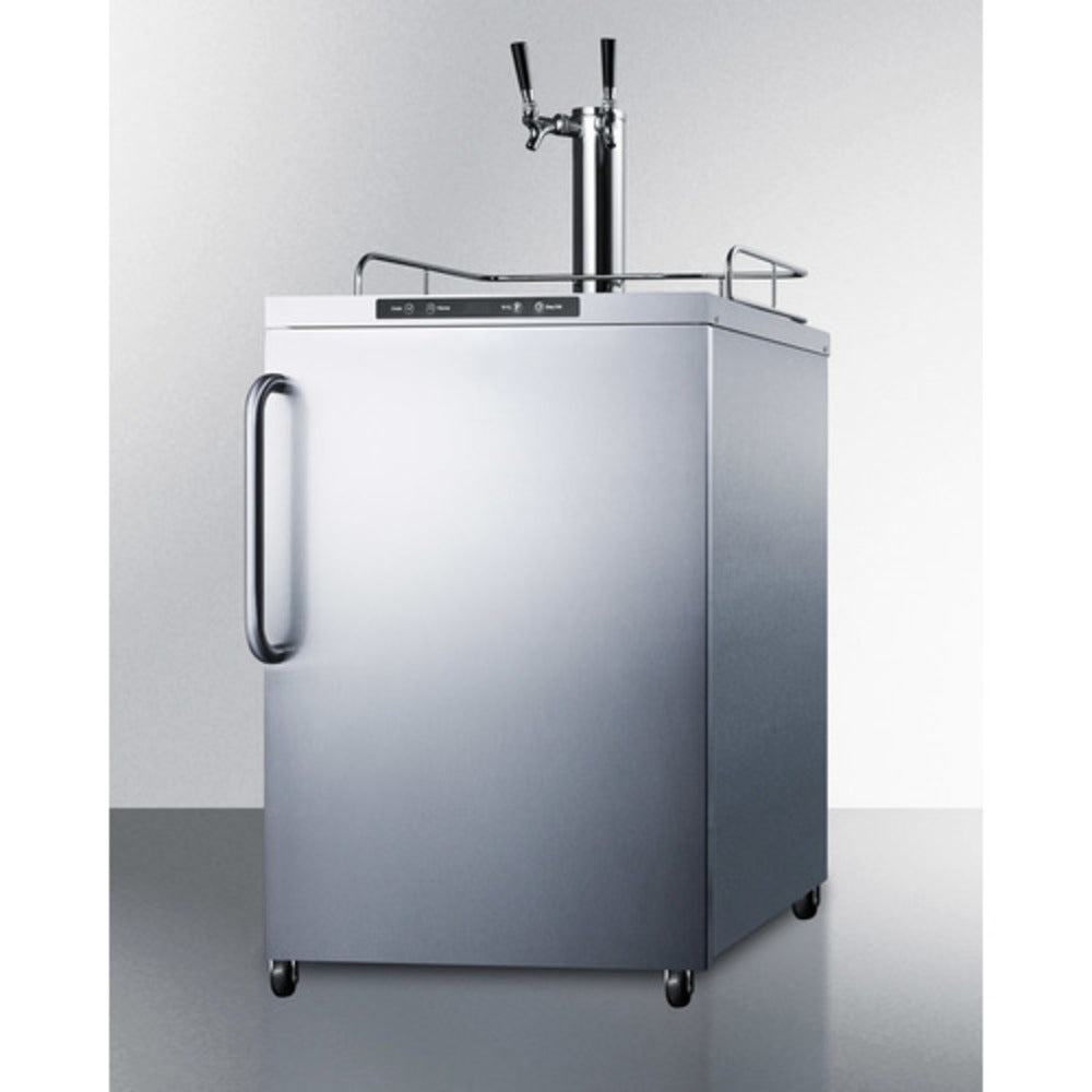 Summit Appliance 24" Stainless Steel Outdoor Dual Tap Kegerator with Towel Bar Handle