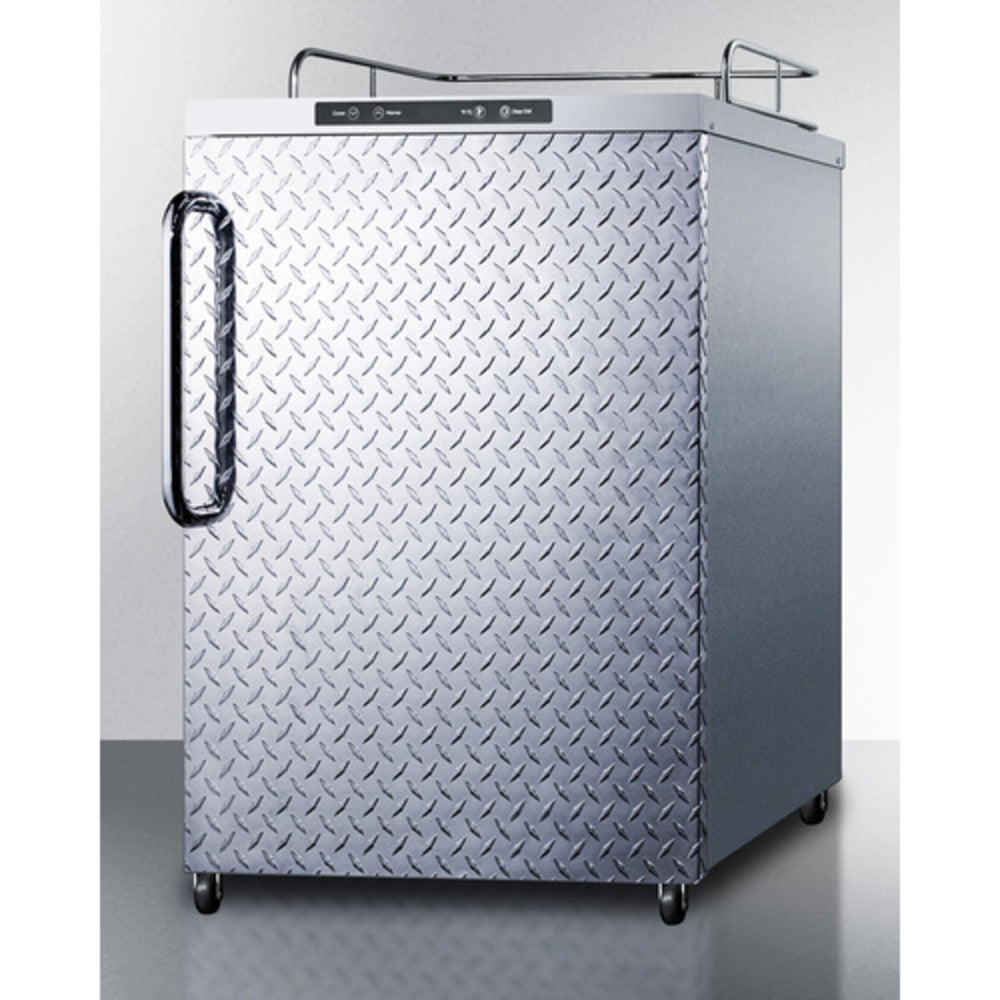Summit Appliance 24" Stainless Steel Outdoor Kegerator Only with Diamond Plate Door & Towel Bar Handle
