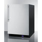 Summit Appliance 24" Stainless Steel/Black Finish Built-In All-Freezer with Icemaker and Profesional Handle