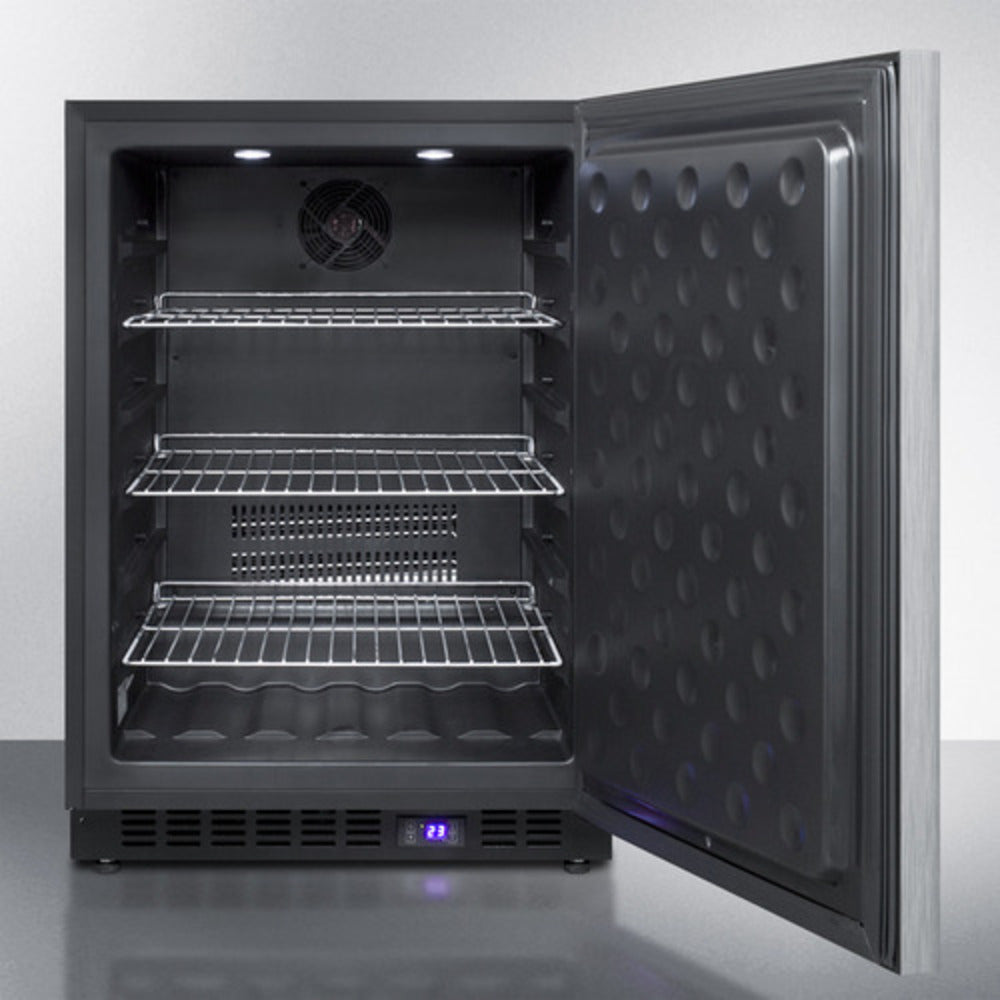 Summit Appliance 24" Stainless Steel/Black Finish Built-In All-Freezer with Profesional Horizontal Handle