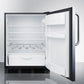 Summit Appliance 24" Stainless Steel/Black Finish Built-In All-Refrigerator with Towel Bar Handle