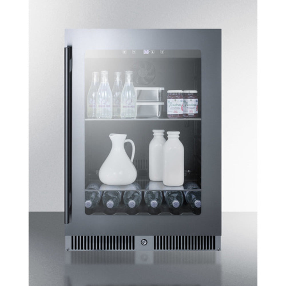 Summit Appliance 24" Stainless Steel/Black Finish Built-In Beverage Center