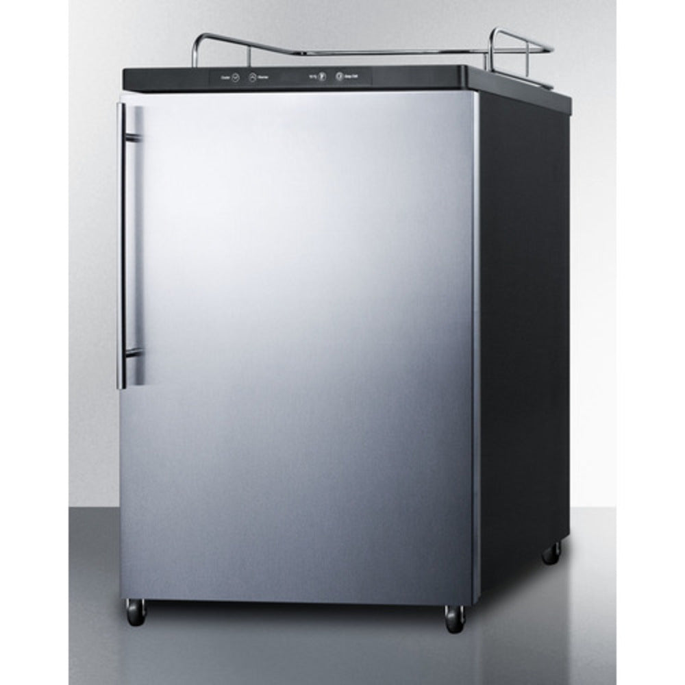 Summit Appliance 24" Stainless Steel/Black Finish Built-In Kegerator without Tap Kit - Professional Handle