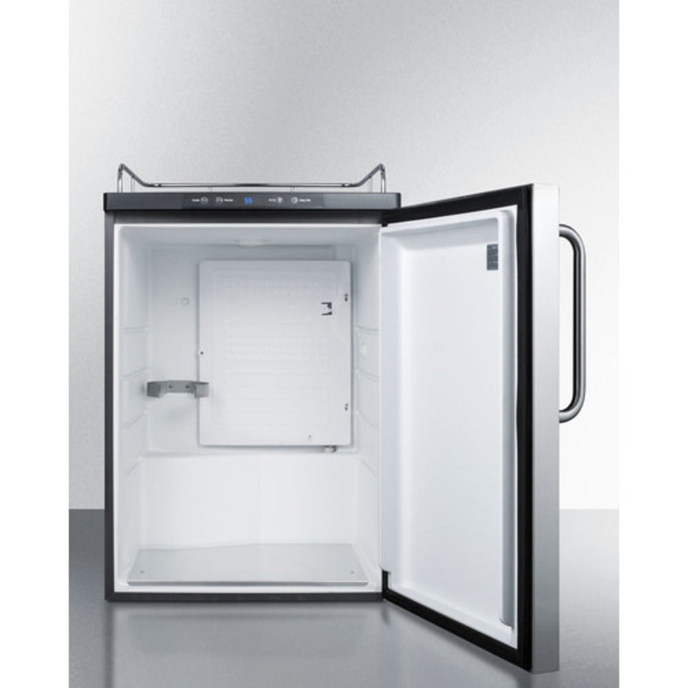 Summit Appliance 24" Stainless Steel/Black Finish Built-In Kegerator without Tap Kit - Towel Bar Handle
