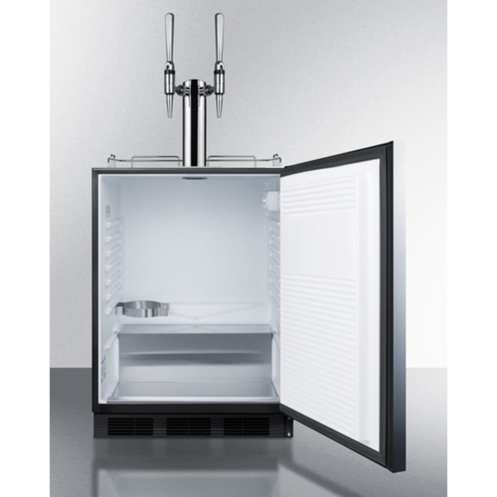 Summit Appliance 24" Stainless Steel/Black Finish Built-In Nitro Coffee Dual Tap Kegerator - ADA Compliant