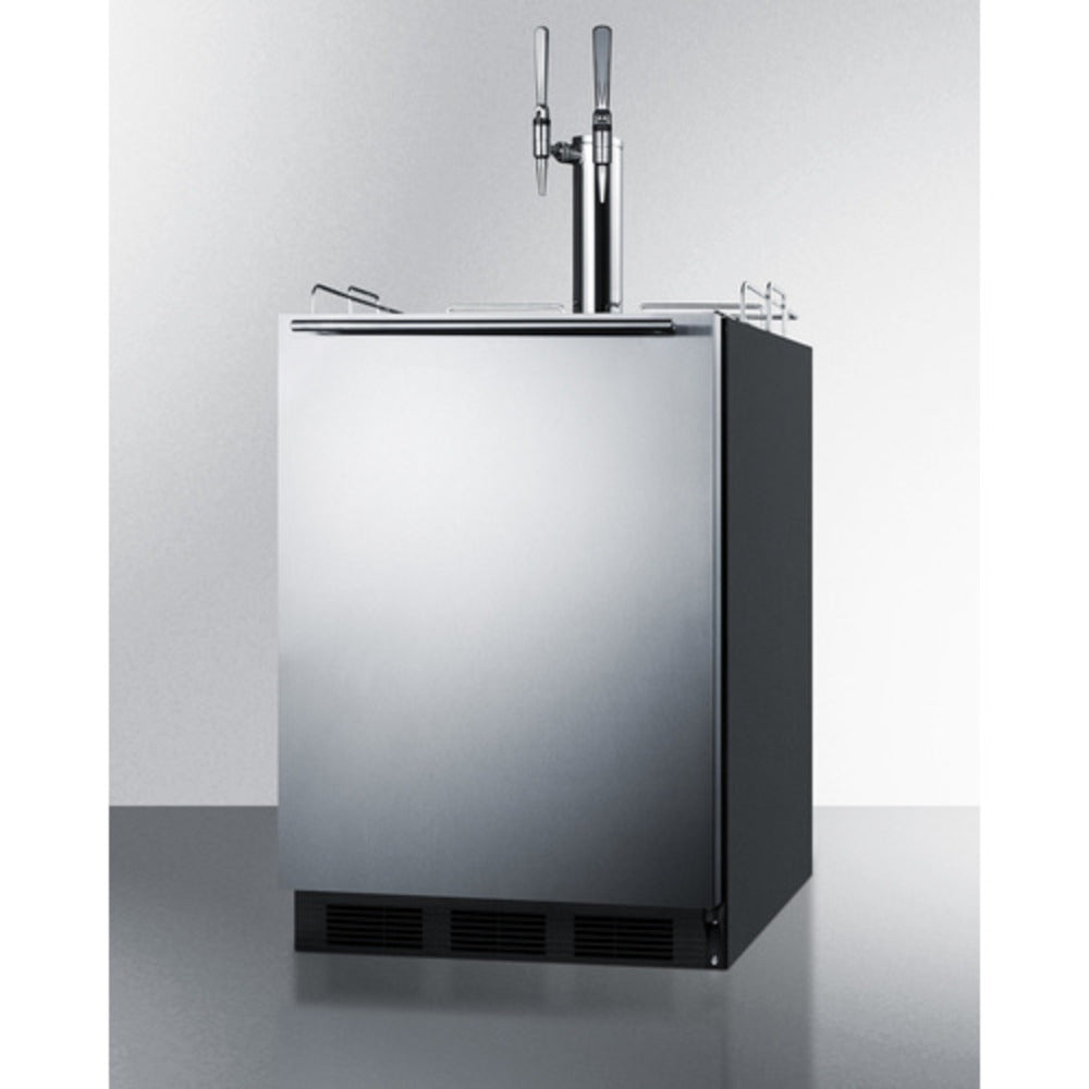 Summit Appliance 24" Stainless Steel/Black Finish Built-In Nitro Coffee Dual Tap Kegerator - ADA Compliant