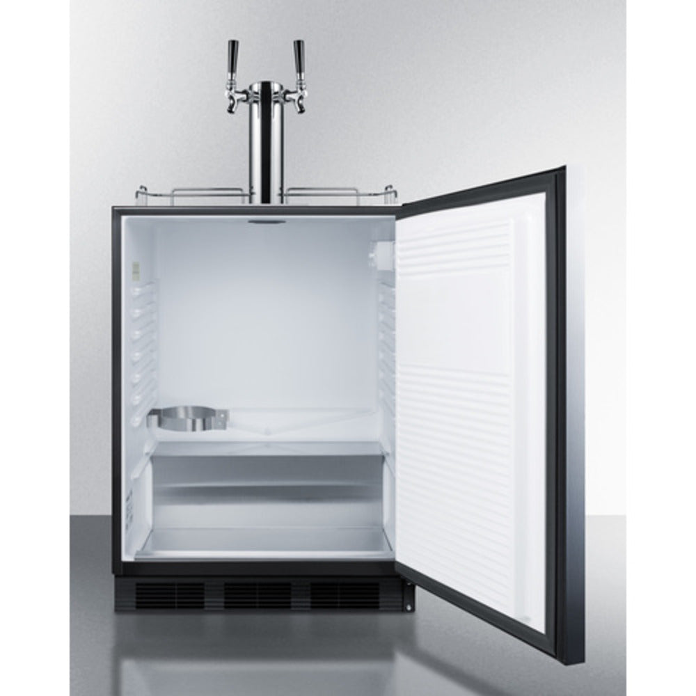 Summit Appliance 24" Stainless Steel/Black Finish Built-In Wine Dual Tap Kegerator - ADA Compliant