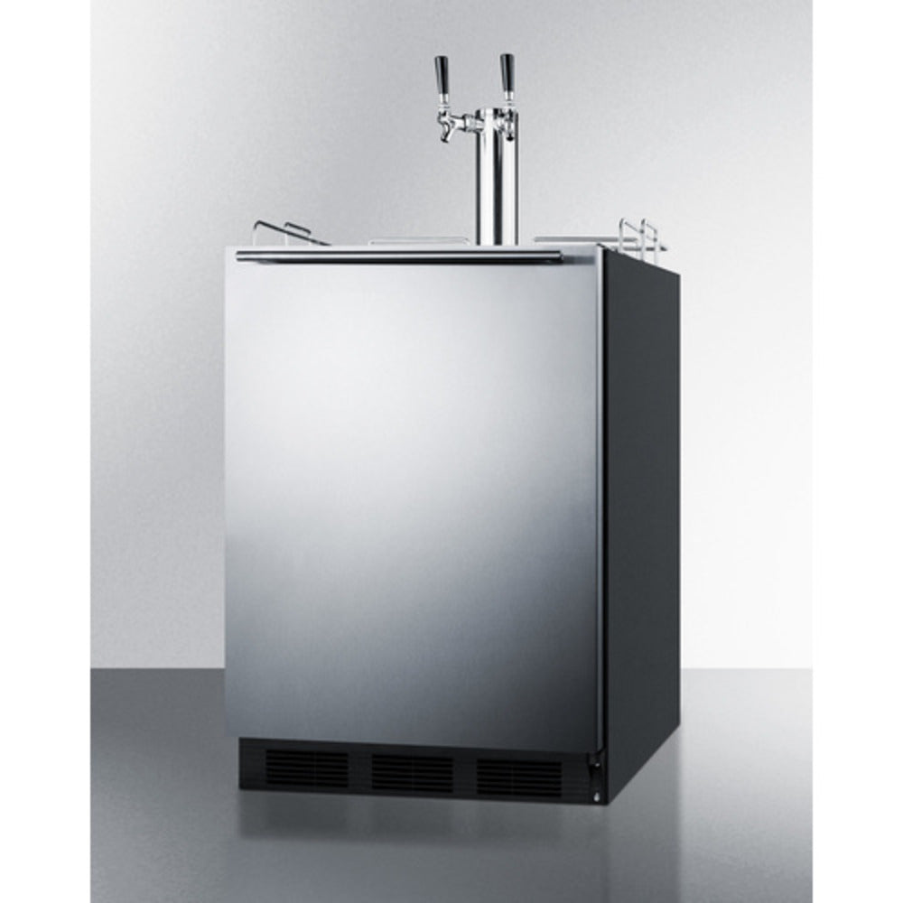 Summit Appliance 24" Stainless Steel/Black Finish Built-In Wine Dual Tap Kegerator - ADA Compliant