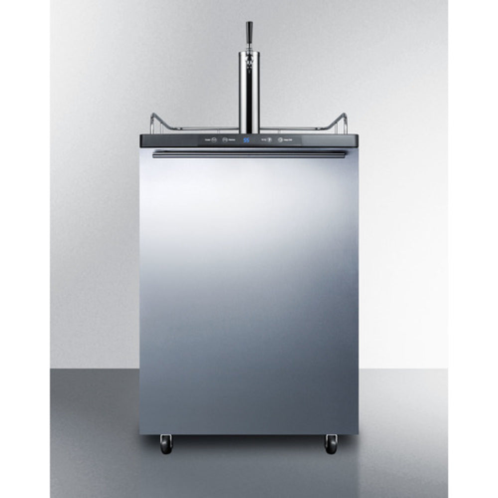Summit Appliance 24" Stainless Steel/Black Finish Freestanding Single Tap Kegerator - NSF-7 Standards