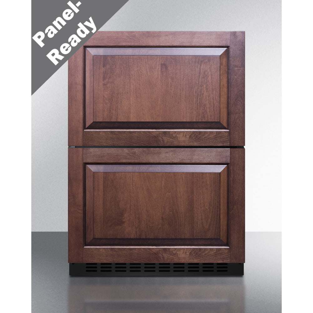 Summit Appliance 24" Stainless Steel/Panel-Ready & Black Cabinet Finish 2-Drawer All-Freezer