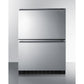 Summit Appliance 24" Stainless Steel/Panel-Ready & Black Cabinet Finish 2-Drawer All-Freezer