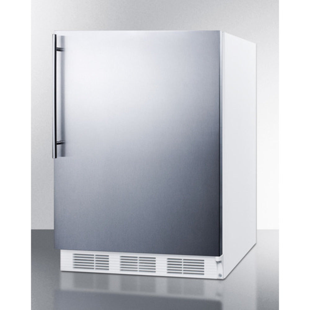 Summit Appliance 24" Stainless Steel/White Finish Built-In All-Refrigerator with Right Bar Handle - ADA Compliant