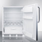 Summit Appliance 24" Stainless Steel/White Finish Built-In All-Refrigerator with Towel Bar Handle - ADA Compliant