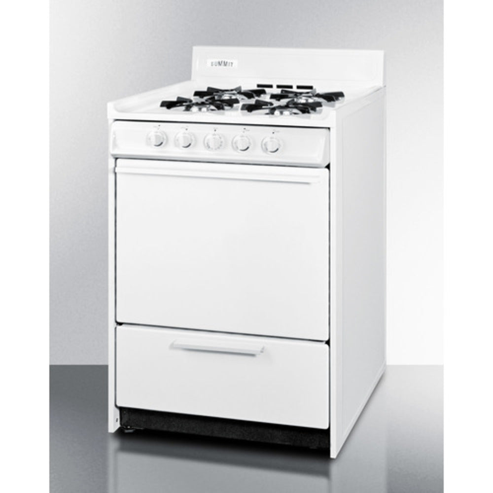 Summit Appliance 24" White Finish Battery Start Ignition Natural Gas Range