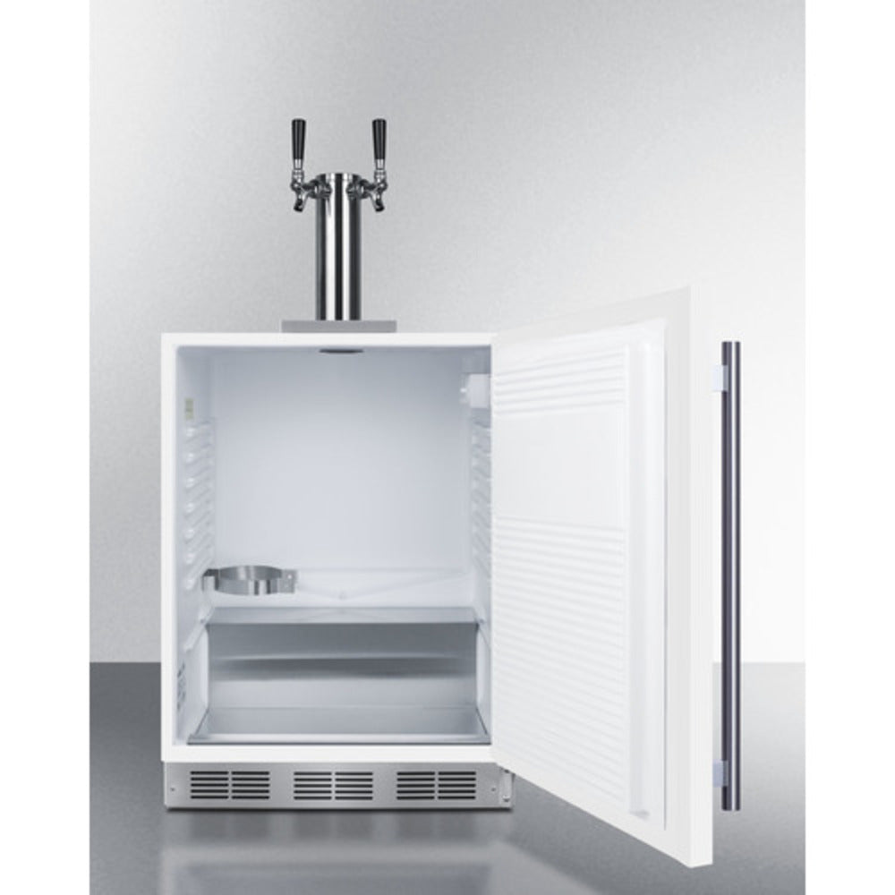 Summit Appliance 24" White Finish Built-In Beer Dual Tap Kegerator - ADA Compliant