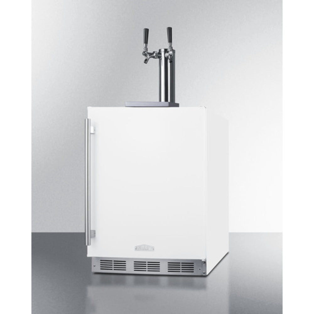 Summit Appliance 24" White Finish Built-In Beer Dual Tap Kegerator - ADA Compliant
