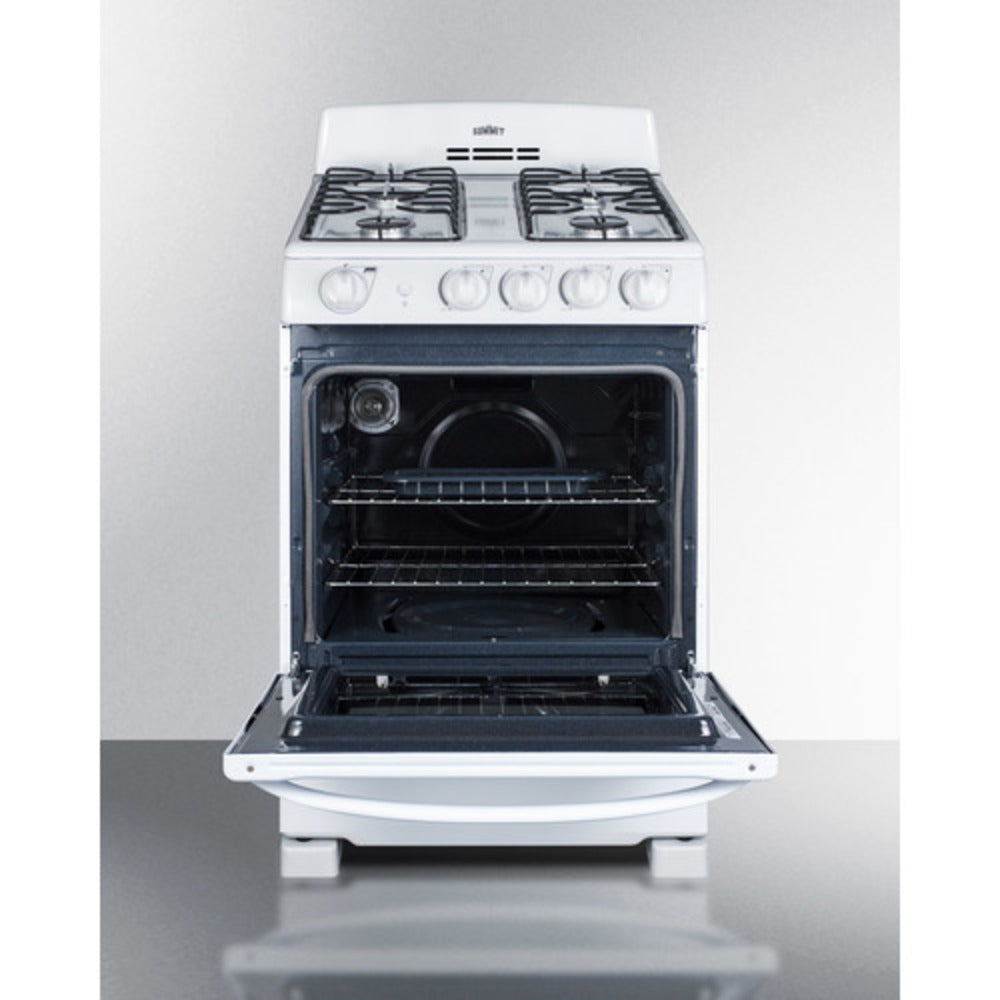 Summit Appliance 24" White Finish Freestanding Gas Range