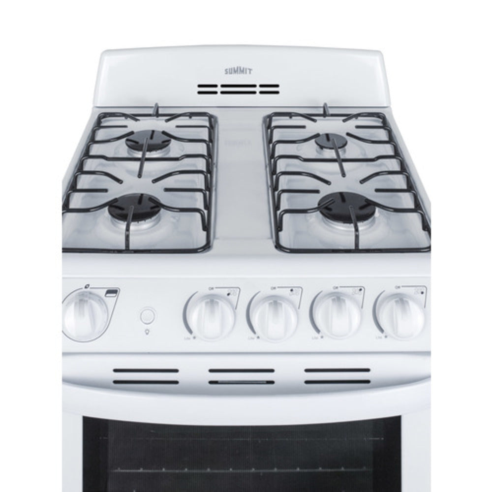 Summit Appliance 24" White Finish Freestanding Gas Range