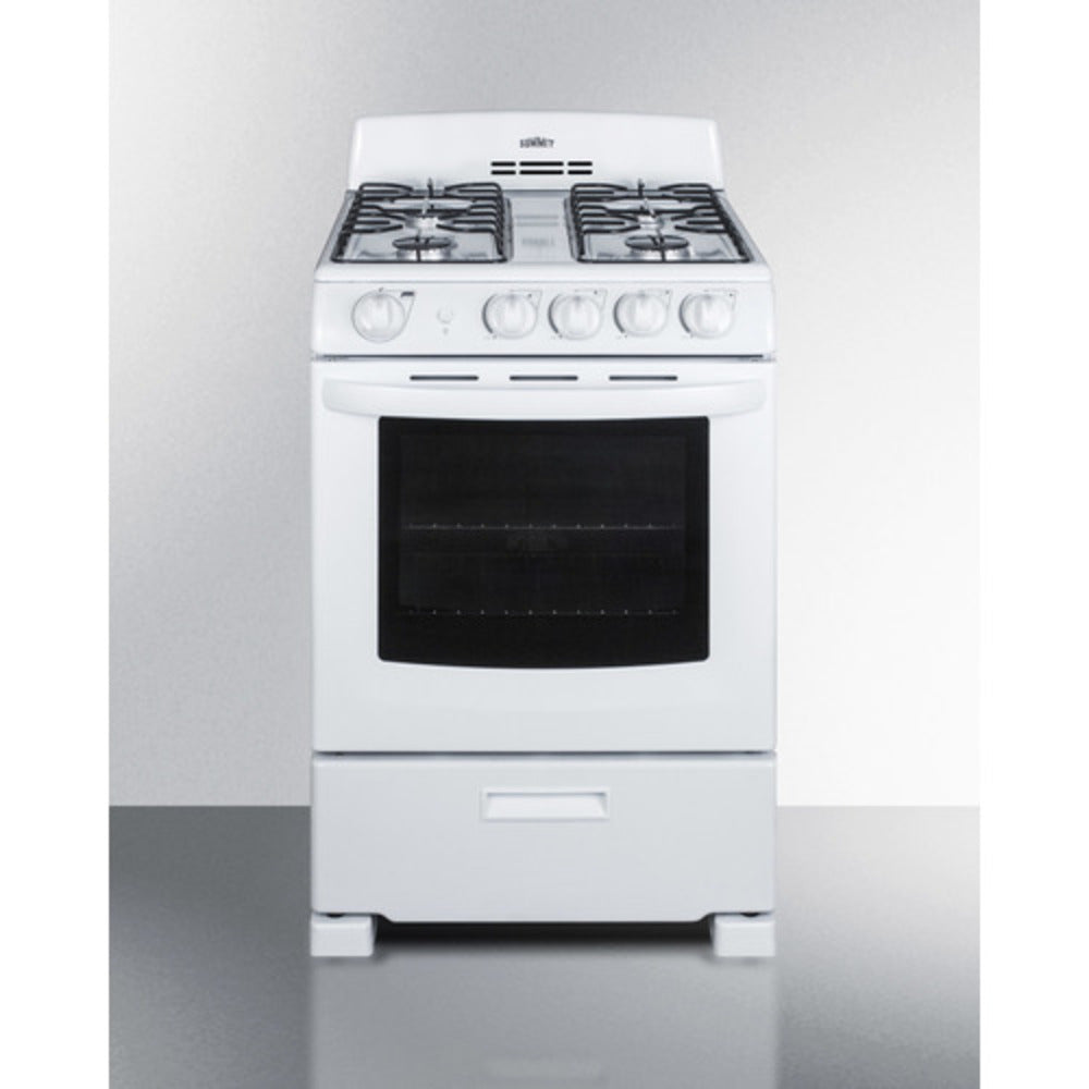 Summit Appliance 24" White Finish Freestanding Gas Range