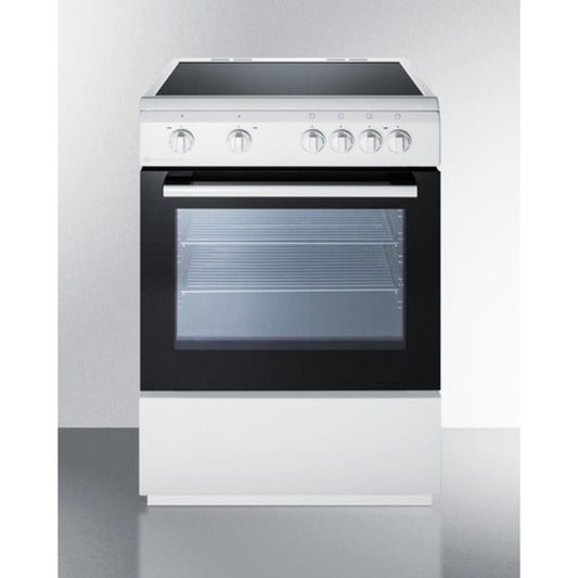 Summit Appliance 24" White/Black Finish Smooth Top Electric Range