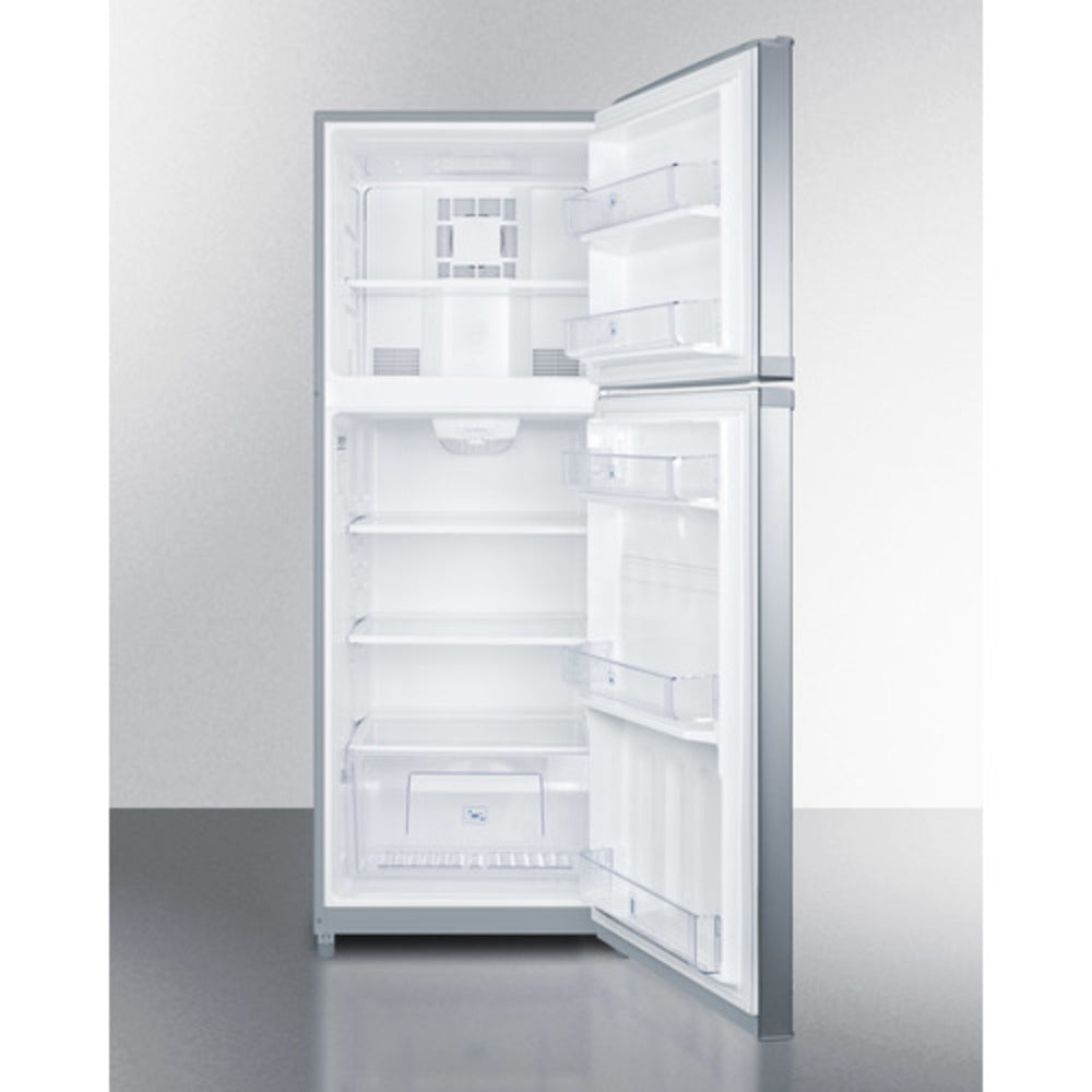 Summit Appliance 26" Stainless Steel/Black Finish Top Mount Refrigerator-Freezer