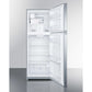 Summit Appliance 26" Stainless Steel/Black Finish Top Mount Refrigerator-Freezer with Icemaker