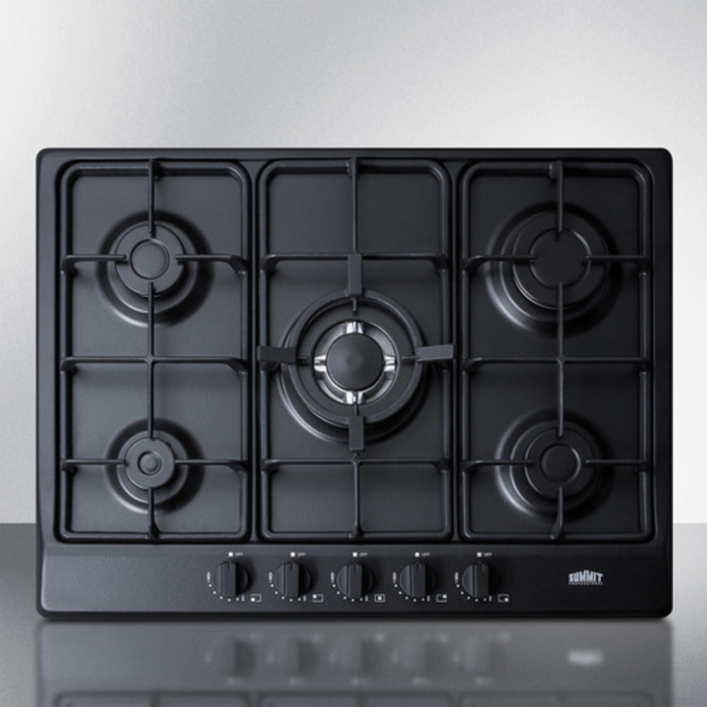 Summit Appliance 27" Black Finish 5-Burner Gas Cooktop