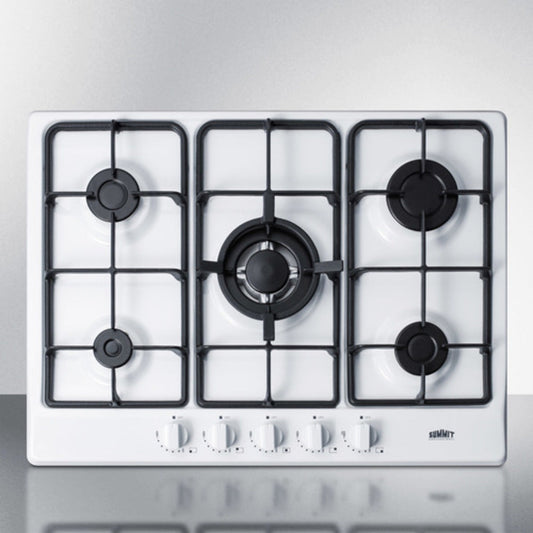 Summit Appliance 27" White Finish 5-Burner Gas Cooktop