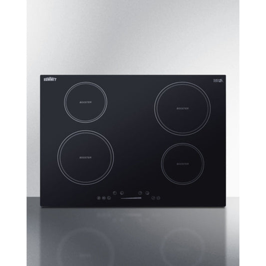 Summit Appliance 30" 208-240V Black Glass 4-Zone Induction Cooktop